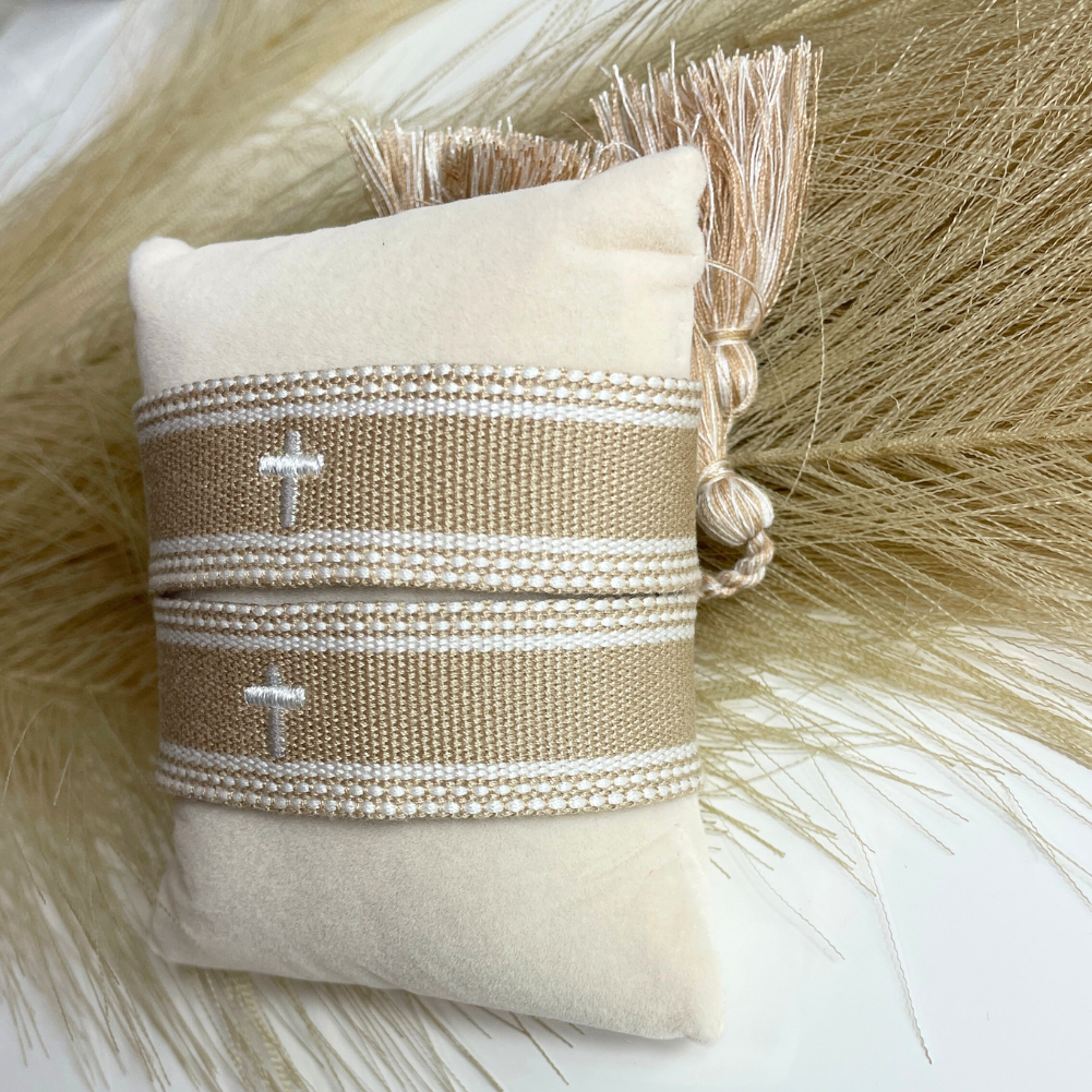 Never Alone - Embroidered Cross Tassel Adjustable Friendship Bracelet